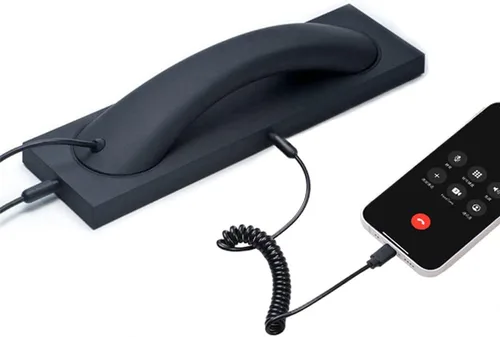 Vista 7 de Receptores de auriculares de teléfono retro, enchufe de micrófono de 0.138 in, para teléfono celular, tableta, laptop, auriculares con botón