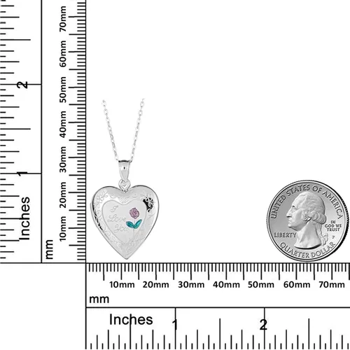 Vista 3 de AVORA - Collar con colgante de corazón de plata de ley 925 con cadena de 17.7in