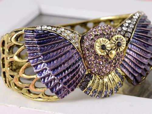 Vista 2 de Alilang - Brazalete con diseño de búho, color morado pintado, multicolor