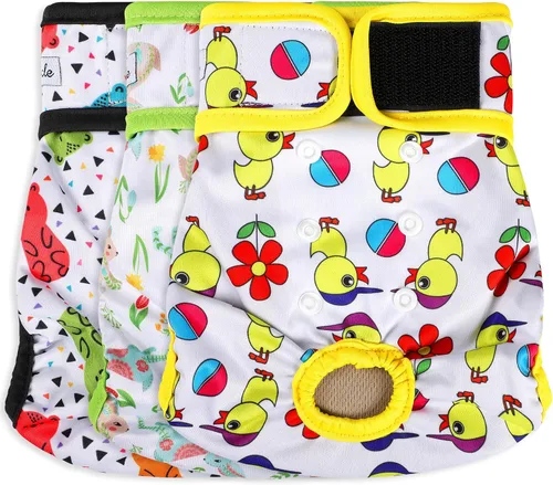 Vista 20 de Pañales para perras hembra, pañales reutilizables para perritos en celo, altamente absorbentes para la incontinencia de mascotas, con broches