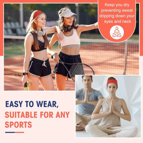 Vista 7 de Hotop 20 diademas deportivas para niñas y mujeres, diademas de yoga, diademas elásticas a granel, antideslizantes, elásticas de tela suave, bandas