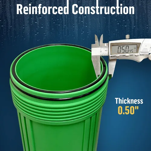 Vista 4 de Sistema purificador de filtro para toda la casa de 10 x 4.5 pulgadas de alta capacidad para agua de pozos o ciudades, botón de alivio de Verde
