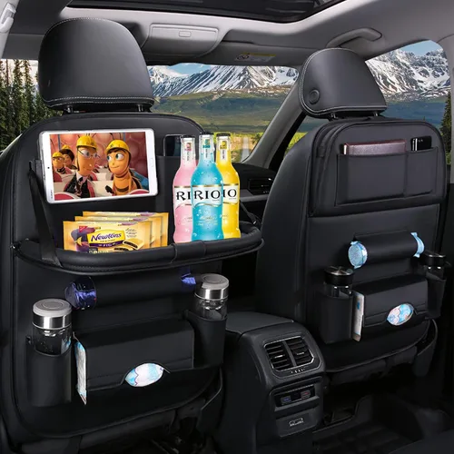 Vista 7 de Organizador de asiento trasero de automóvil, organizadores de asiento trasero de automóvil y almacenamiento con soporte para tableta, protectores