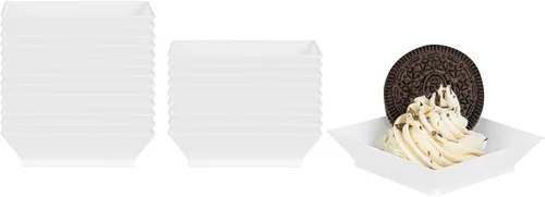 Vista 15 de Restaurantware Mini platos de degustación de 2.5 x 2.5 pulgadas, 20 platos cuadrados desechables de plástico, platos de plástico transparente