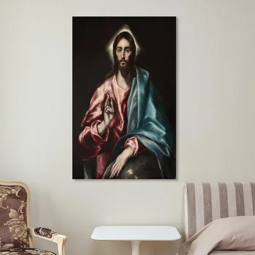 Vista 7 de El Greco - Póster de Salvator Mundi El Salvador de El Salvador, pintura decorativa en lienzo, arte de pared, para sala de estar, dormitorio, 12 x 18