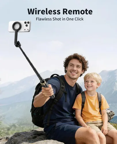 Vista 7 de Vimose Trípode magnético para iPhone, mini trípode para selfie stick para Magsafe, trípode portátil giratorio de 360°, soporte de teléfono celular