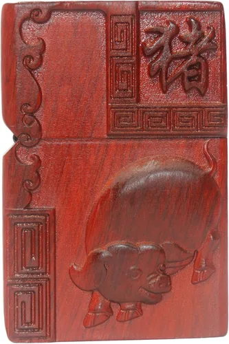 Vista 27 de Caja de carcasa de madera natural Huanghuali tallada en palisandro para módulo Zippo (oración budista)