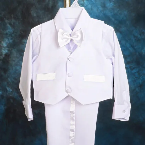 Vista 4 de Lito Angels Trajes formales de esmoquin para bebé, trajes de bautizo de boda, conjunto de 5 piezas sin cola 022