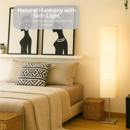 Vista 6 de LIGHTACCENTS Juego de 2 lámparas de pie de papel de arroz - Lámparas de pie modernas con base cromada y pantallas de papel blanco - Iluminación