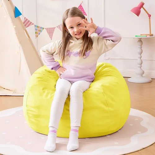 Vista 28 de Puf para niños – Silla redonda de espuma viscoelástica de 2.5 pies – Sofá puff para niños y adolescentes con funda de microfibra suave – Sofá