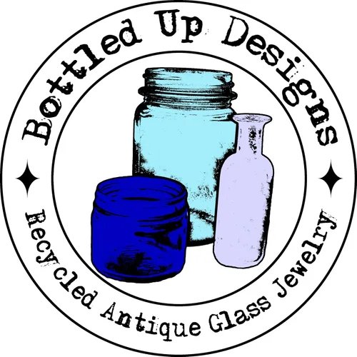 Vista 9 de Bottled Up Designs Pendientes de aro de cristal hechos a mano, vidrio vintage reciclado, plata de ley, respetuoso con el medio ambiente, hecho