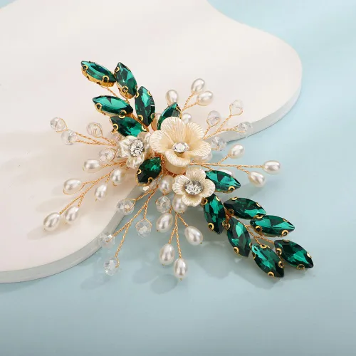 Vista 18 de Teyglen Pinza para el pelo de novia de cristal con diamantes de imitación, perlas hechas a mano, accesorios para el cabello de boda, accesorios