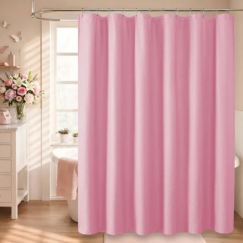 Vista 10 de OVZME Cortina de ducha de tela Berry Stall de 36 x 72 pulgadas, suave y gofre, pequeña cortina de ducha negra para baño con textura para un