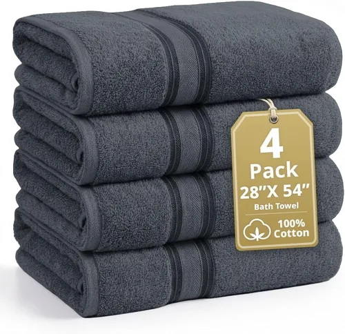 Vista 13 de LANE LINEN Juego de toallas de baño de lujo, 3 piezas, 100% algodón, secado rápido, extra aborbentes, juego de toallas súper suaves, 1 toalla de Gris