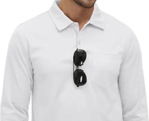 Vista 6 de Rdruko Polo para hombre con bolsillo de manga larga de secado rápido para golf al aire libre con cuello