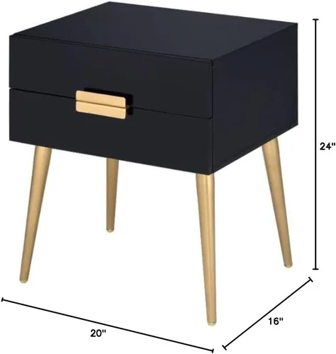 Vista 3 de Acme Mesa auxiliar rectangular de madera Denvor en negro y dorado