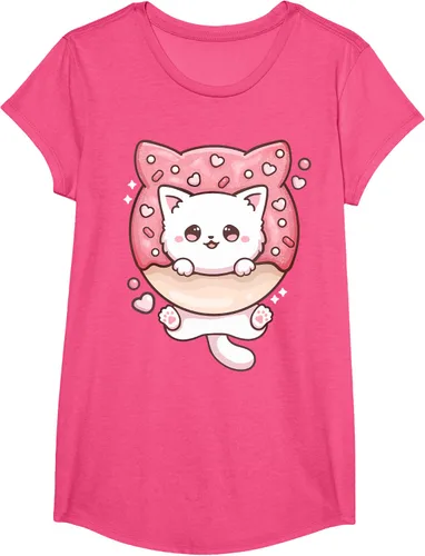Vista 61 de Camiseta Kawaii Cat Donut Anime Lover Otaku, Negro