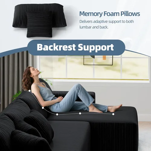 Vista 6 de Cloud Couch Sofá Seccional en Forma de U, Sofás Modulares Blandos de 134 pulgadas para Sala de Estar, Sofá de Asiento Profundo de Pana con 2 Chaise