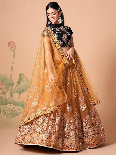 Vista 3 de stylishfashion Ropa de fiesta Lehenga Choli Indian Bordado Diseñador negro Verde blanco Lengha Chunri Nuevo