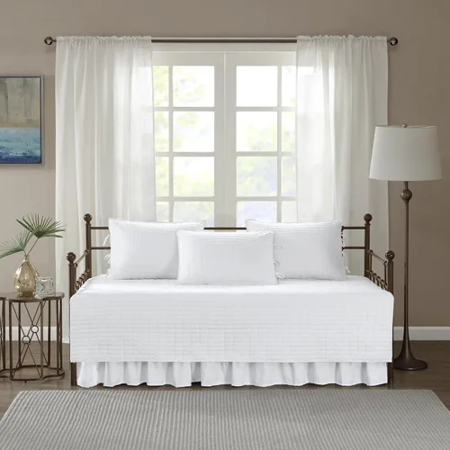 Vista 2 de Comfort Spaces - Funda para sofá cama, acolchado doble cara de lujo, ropa de cama acogedora para todas las estaciones con falda de cama, fundas a