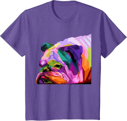 Vista 43 de Camiseta de retrato pop artístico de bulldog británico inglés para dueños de perros, Negro, S
