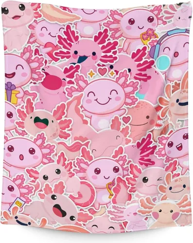 Vista 9 de Axolotl - Manta de regalo de 30 x 40 pulgadas, bonita manta para niñas, mantas suaves y peludas azules para sofá y oficina