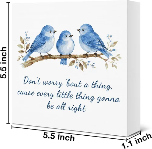 Vista 2 de Don't Worry 'bout a Thing Wooden Box Sign Desk Decor for Women Friends All Right