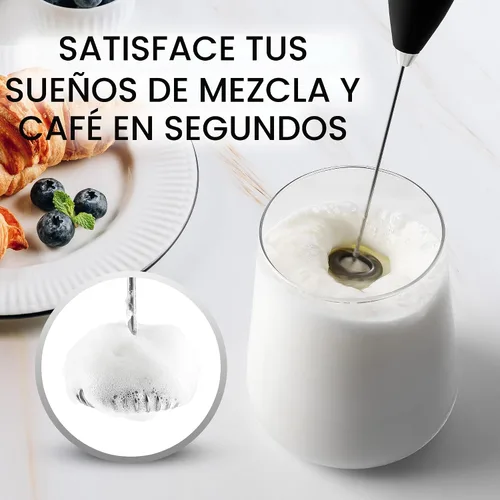 Vista 2 de Zulay Kitchen Potente varita espumadora de leche con 2 baterías Duracell – Mezclador de bebidas portátil ultrarrápido – Máquina de espuma eléctrica