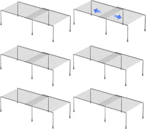 Vista 10 de Estante Expandible de Redrubbit, Organizador de Almacenamiento de Metal Resistente a la Oxidación para Cocina, Nevera, Baño, Negro