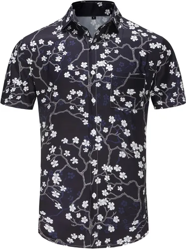 Vista 59 de KYKU - Camisa hawaiana funky para hombre, ropa tropical para vacaciones en Palm Beach