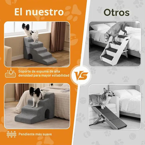 Vista 6 de Ahpmeoa Escaleras para perros para cama de 23 pulgadas de alto, escalones Gris