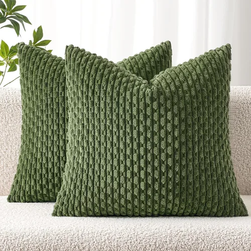 Vista 42 de MIULEE - Juego de 2 fundas decorativas cuadradas para cojines, de pana suave y con estilo campestre bohemio a rayas para decorar hogar, sofá, cama