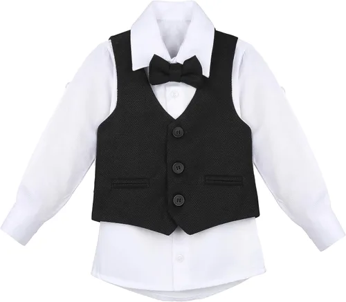Vista 6 de Lilax Traje formal para niños de 4 piezas, chaleco, pantalones y corbata