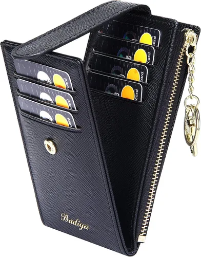 Vista 25 de Badiya Tarjetero para mujeres con RFID, carteras delgadas, plegables, tarjetero multifuncional, monedero