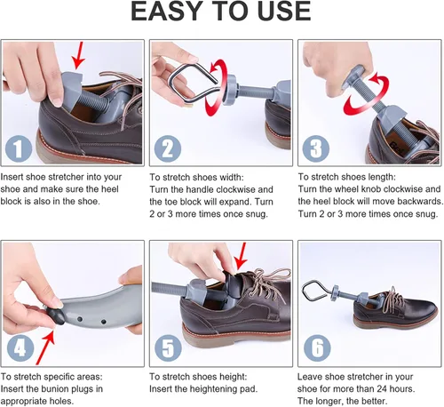 Vista 5 de cyrico Ensanchador de zapatos para hombre, ampliador de zapatos de 4 vías, forma de árbol de zapatos para pies anchos