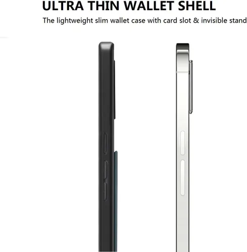 Vista 7 de Funda diseñada para Google Pixel 8 Pro, funda delgada de piel sintética con soporte para ranura para tarjetas, función atril, a prueba de golpes