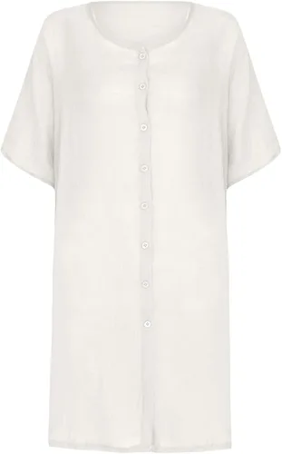 Vista 3 de bawilom Vestidos de camisa para mujer, con botones hasta la rodilla, vestido suelto de manga 34, cuello en V, talla grande, vestido de verano lindo