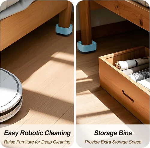 Vista 4 de 12 paquetes de elevadores de muebles, elevadores de cama ajustables, elevadores de cama de alta resistencia apilables para patas de mesa