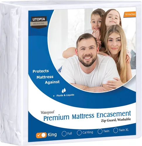 Vista 26 de Utopia Bedding Funda de colchón impermeable de alta calidad, protector de colchón individual con cremallera, 6 pulgadas de profundidad, a prueba