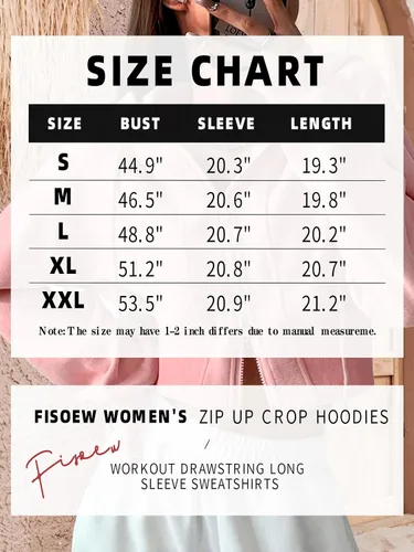 Vista 6 de Fisoew Sudaderas casuales con capucha y cremallera para mujer, sudaderas de manga larga con cordón