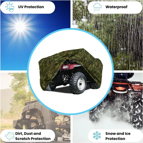 Vista 6 de EliteShield Cubierta ligera para ATV, cubierta cuadra resistente al clima, cubierta para cuatro ruedas resistente al agua y al viento, cubierta