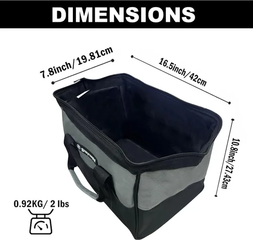 Vista 6 de Greywolf Bolsa de herramientas resistente de 12 pulgadas, bolsa de herramientas, material reforzado 600D con 6 bolsillos grandes, asas acolchadas