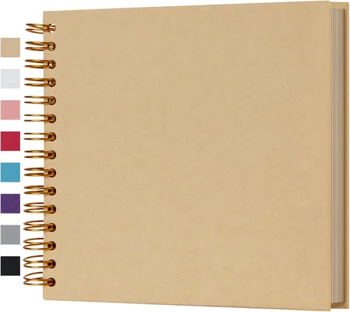 Vista 9 de potricher Álbum de Recortes DIY de 7 x 7 Pulgadas, 40 Páginas, Tapa Dura, Papel Kraft, Álbumes de Fotos para Recortes, Libro de Recuerdos para Bodas