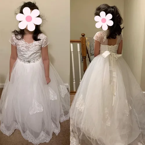 Vista 2 de Abaowedding First Communion Dresses Flower Girl Dress Lace Up Communion Dress Ball Gown Girl Dress
