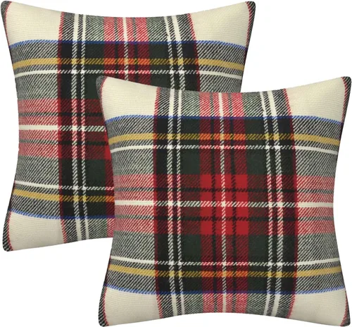 Vista 35 de Fundas de almohada decorativas rústicas de Aqua y blanco a cuadros estilo búfalo para sofá, funda de almohada para granja, decoración