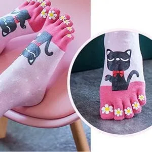 Vista 6 de Women's Cotton Toe Socks,five Finger Socks,Funny and Funky cartoon theme sport Toe Socks