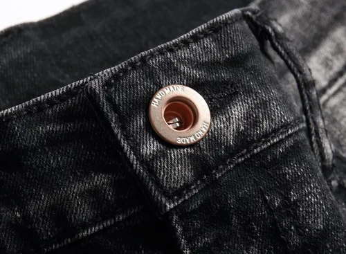 Vista 6 de OIIIO Jeans elásticos rasgados de ajuste regular para hombre