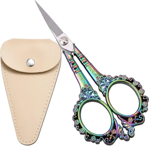 Vista 9 de Sewing Embroidery Scissors, 4.5’’ Sharp Crochet Shears with Cover All Purpose Tip Scissor, for Craft, Crochet, Cross Stitch, Needlework, Artwork