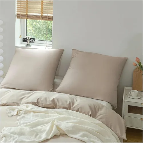 Vista 6 de Juego de funda de edredón de algodón, 100% algodón, tela gruesa agradable a la piel, color sólido, juego de cama doble, ropa de cama
