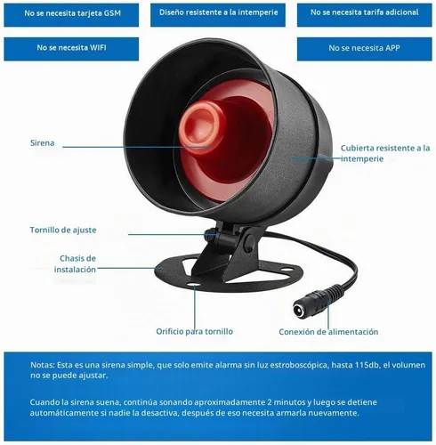 Vista 2 de Sistema de seguridad para el hogar KERUI, para interior y exterior, resistente a la intemperie, con sirena, sensores para ventanas y puertas, sensor
